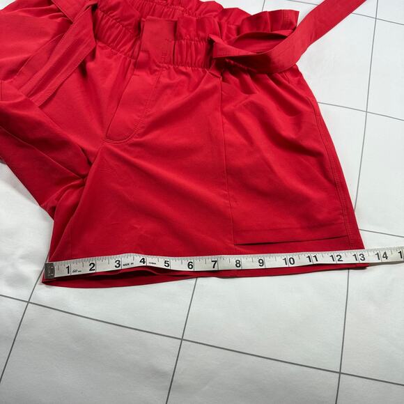 Athleta Shorts Womens 4 Red Skyline Belted Paperbag Waist Stretch Travel Casual - Picture 12 of 12